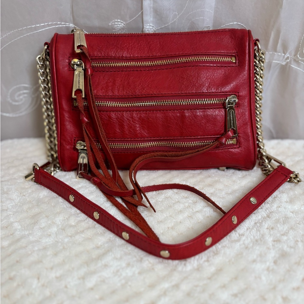 Rebecca Minkoff 5 Zip Red Crossbody Bag - Picture 13 of 16